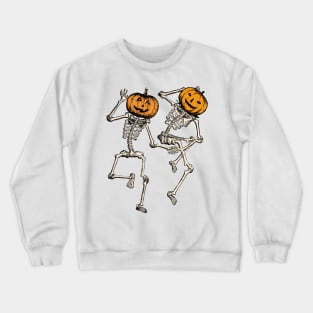 Dancing Pumpkin Head Skeletons Crewneck Sweatshirt